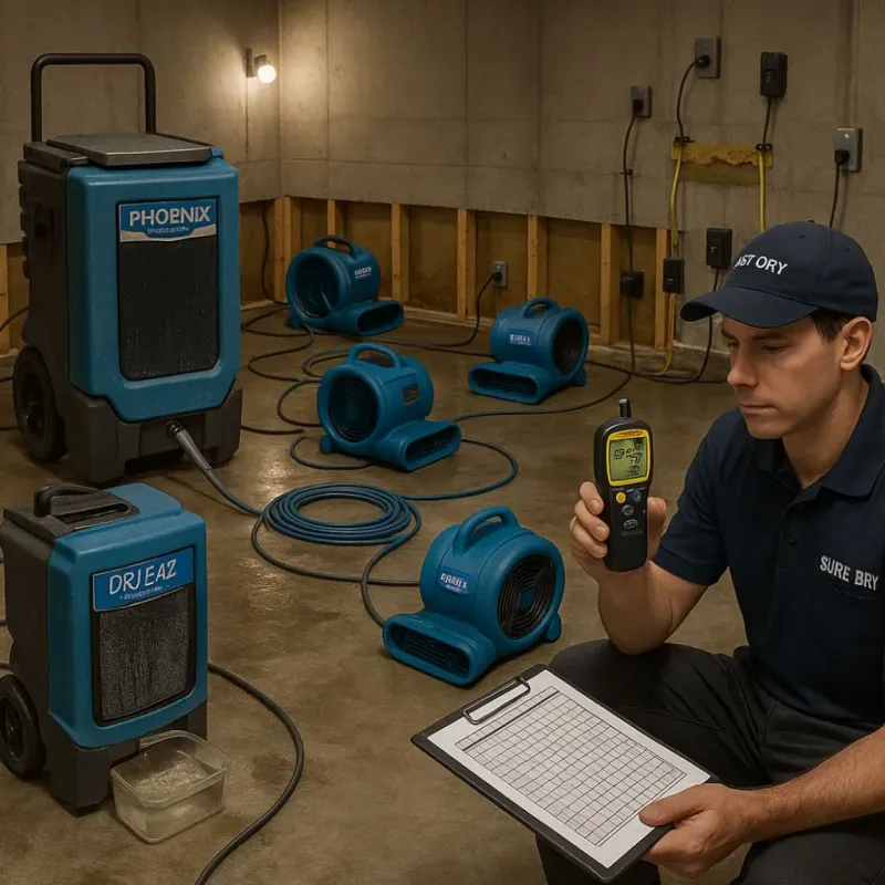 Structural Drying and Dehumidification process in Glastonbury, CT